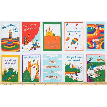 Fabric Panel Oh The Places You'll Go Dr. Seuss Robert Kaufman