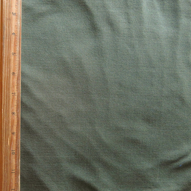 Brushed Back Jersey Knit Fabric Olive Green Striped Poly Spandex