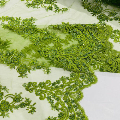 Beaded Lace Fabric Helena Floral 50" Width
