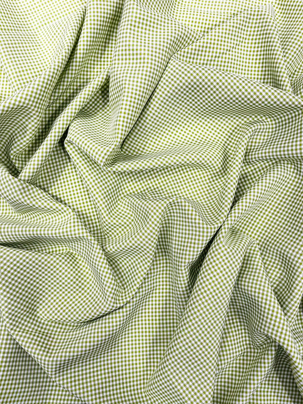 Gingham 1/8 Squares Polyester Poplin Fabric - Checkered Gingham, 60" Width (1 Yard)