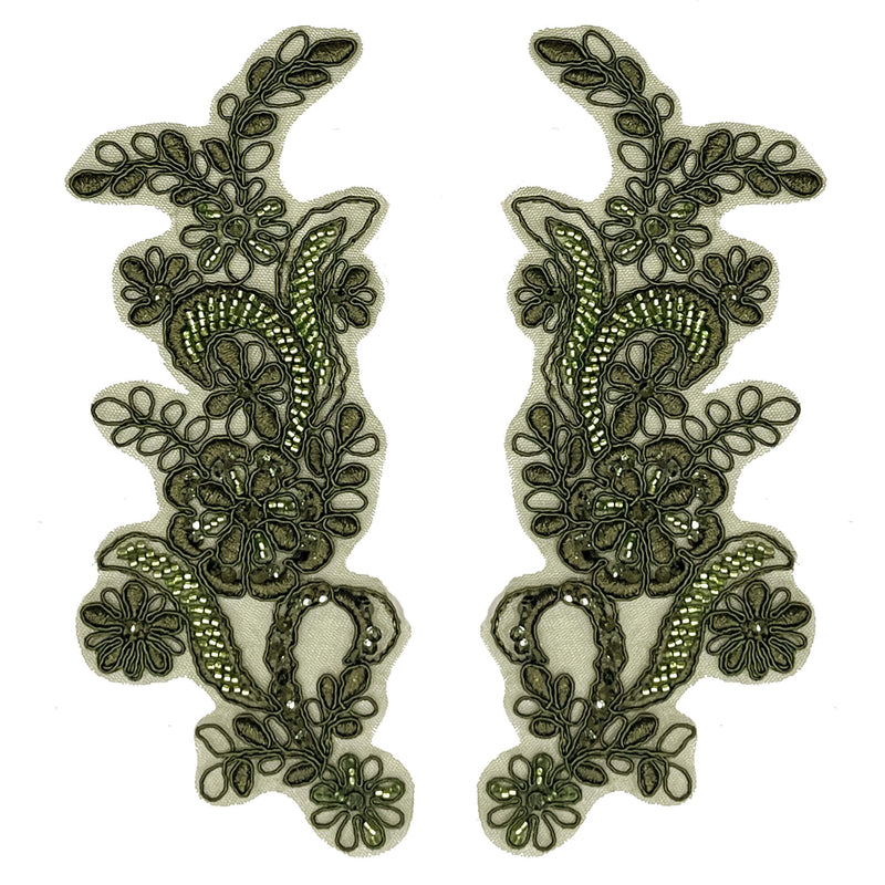 Beaded Corded Floral Lace Applique