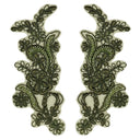 Beaded Corded Floral Lace Applique Pair