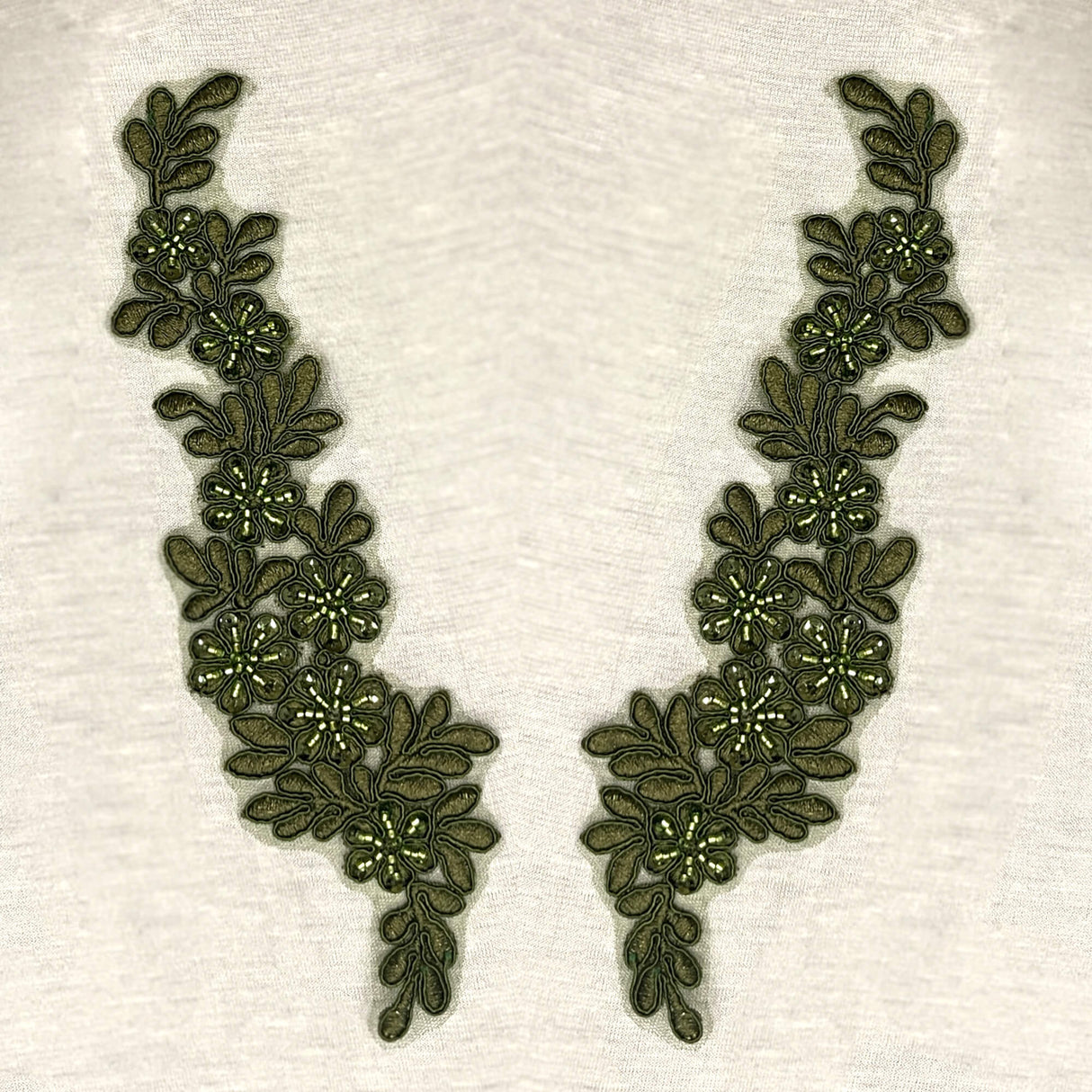 Beaded Corded Floral Lace Applique