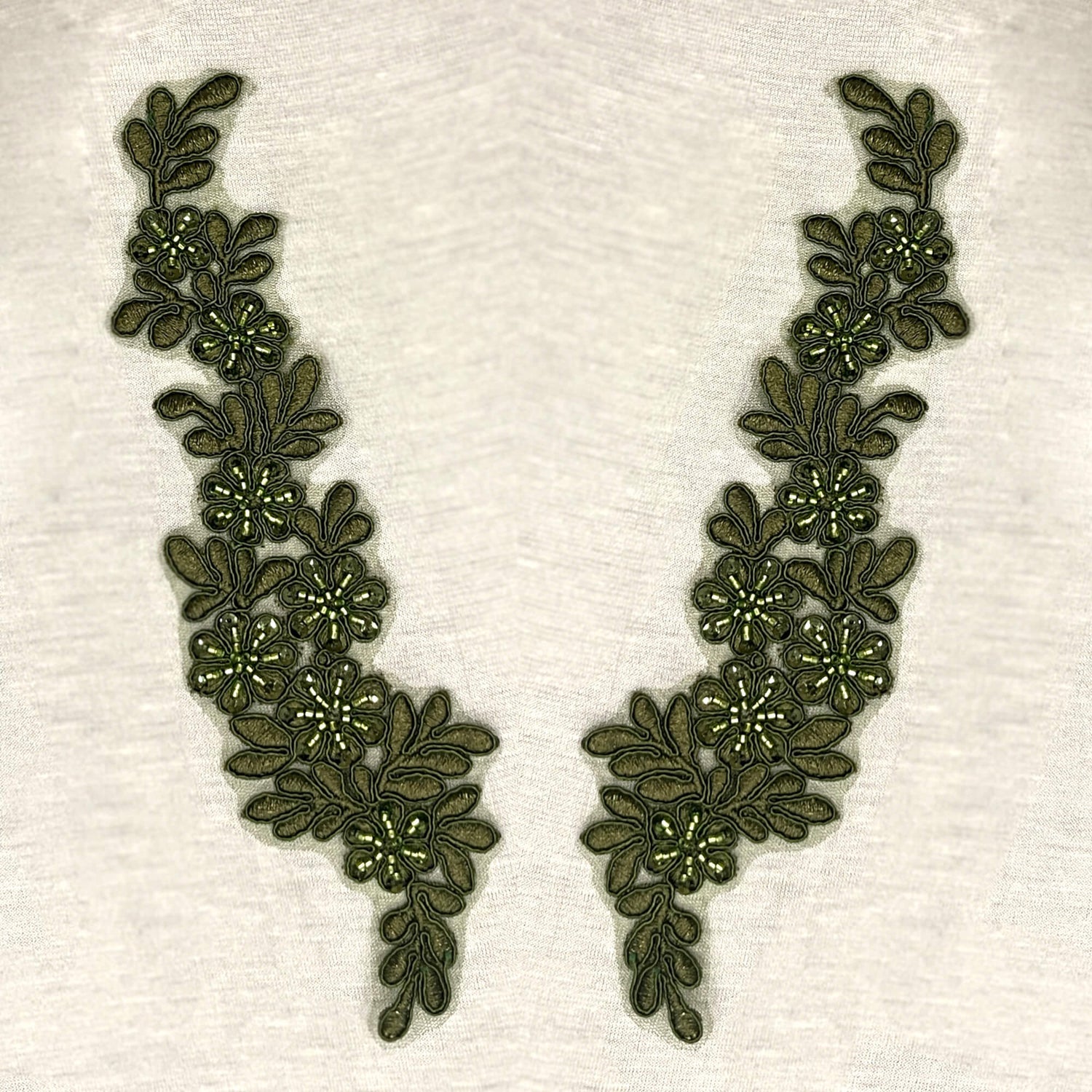 Beaded Corded Floral Lace Applique
