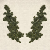 Beaded Corded Floral Lace Applique 100% Polyester Net Mesh