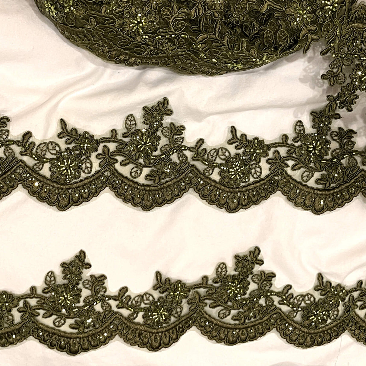Embroidered Floral Beaded Lace Trim