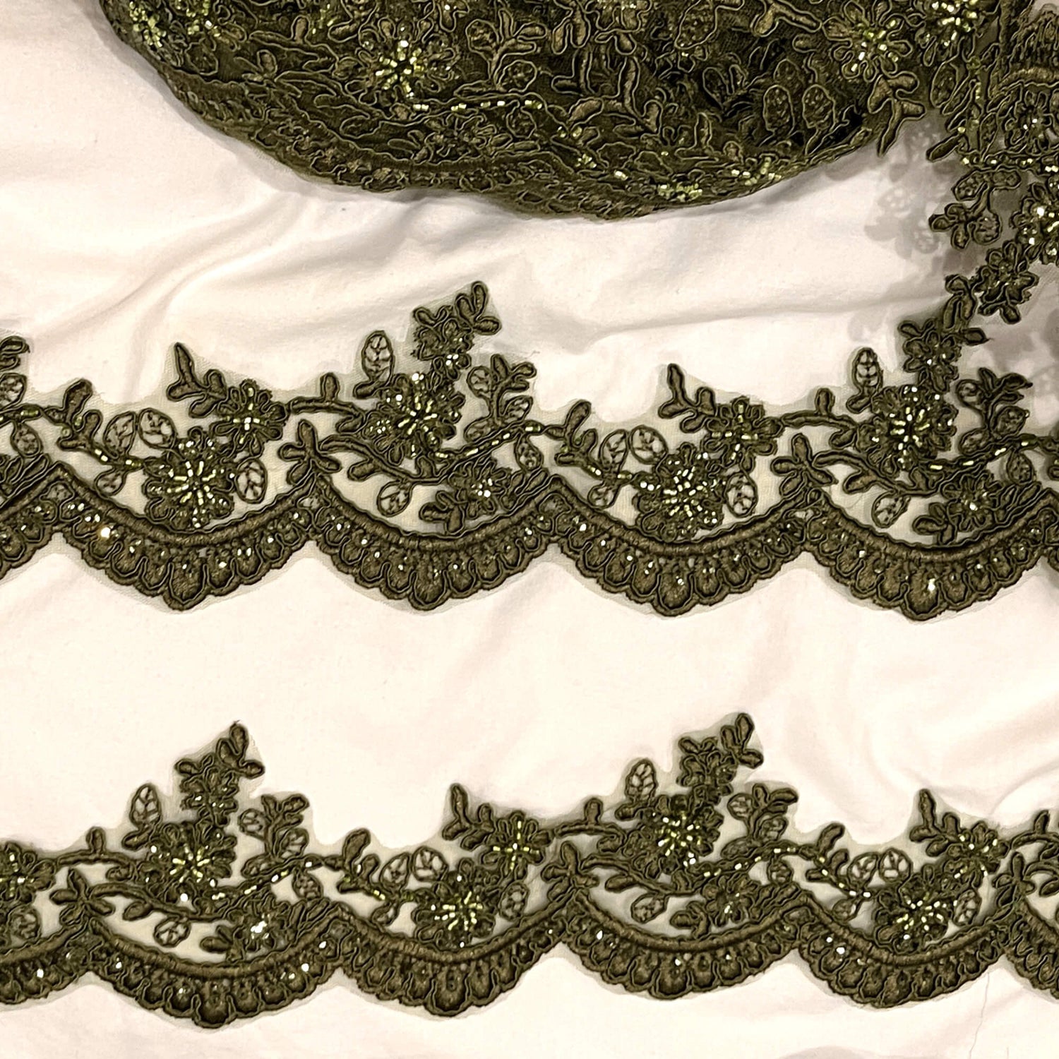 Embroidered Floral Beaded Lace Trim
