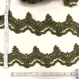 Beaded Corded Lace Trim on Polyester Net Mesh 3" Wide