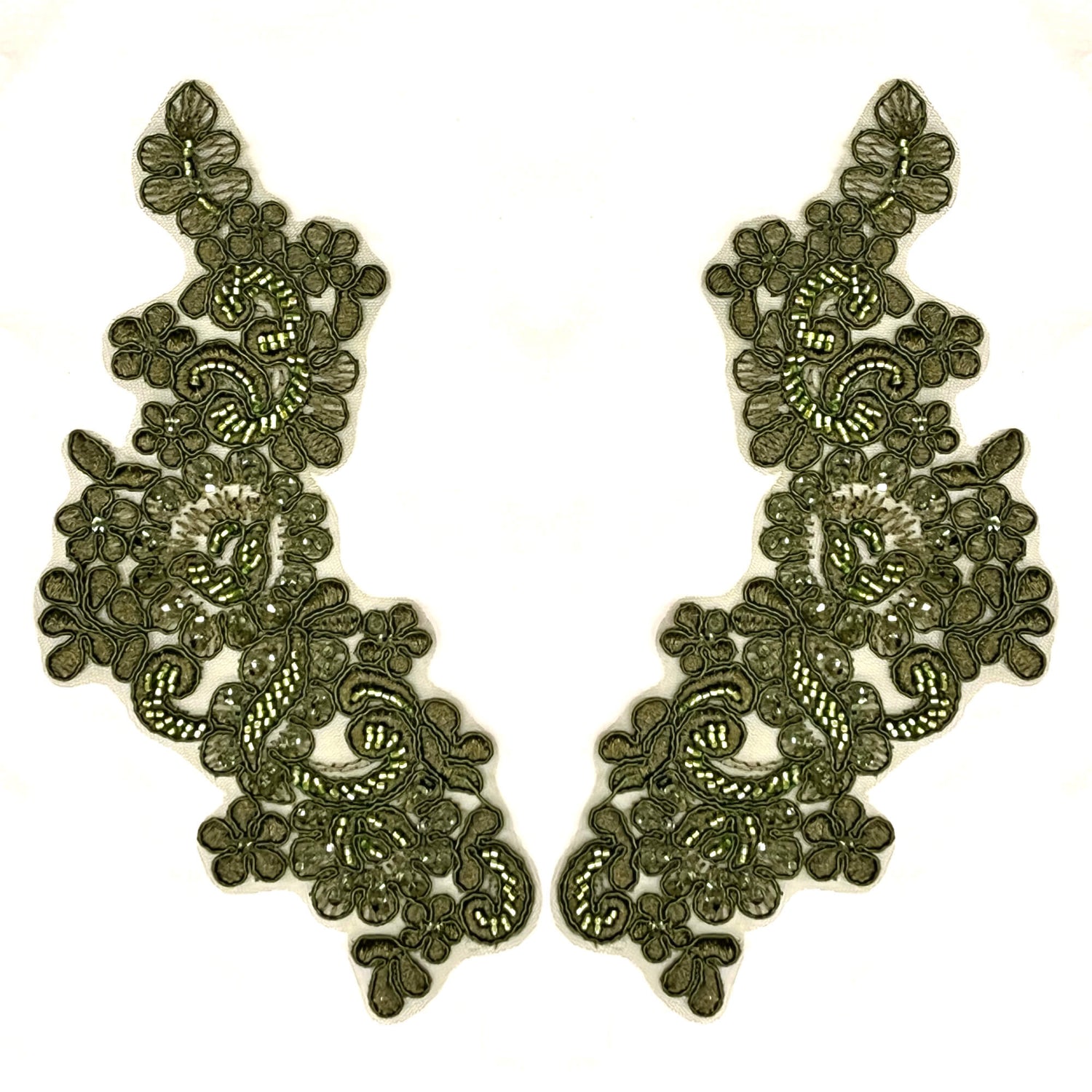 Beaded Floral Lace Applique