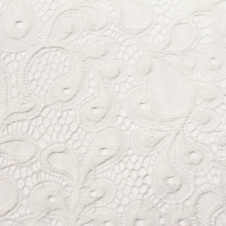 Olivia Stretch Lace Nylon Spandex Fabric - White, Black, Navy, Teal, Nude, Merlot, 57/58" Width (1 Yard)