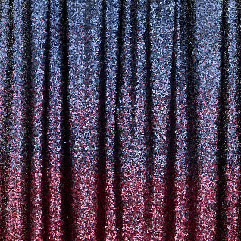 Short Ombre Stretch Mesh Sequin Polyester Fabric - Navy/Burgundy, Blue/Silver, Silver/Gold, Black/Blue, Black/Copper, 48/50" Cut Width, 35-36" Usable Width (1 Yard)