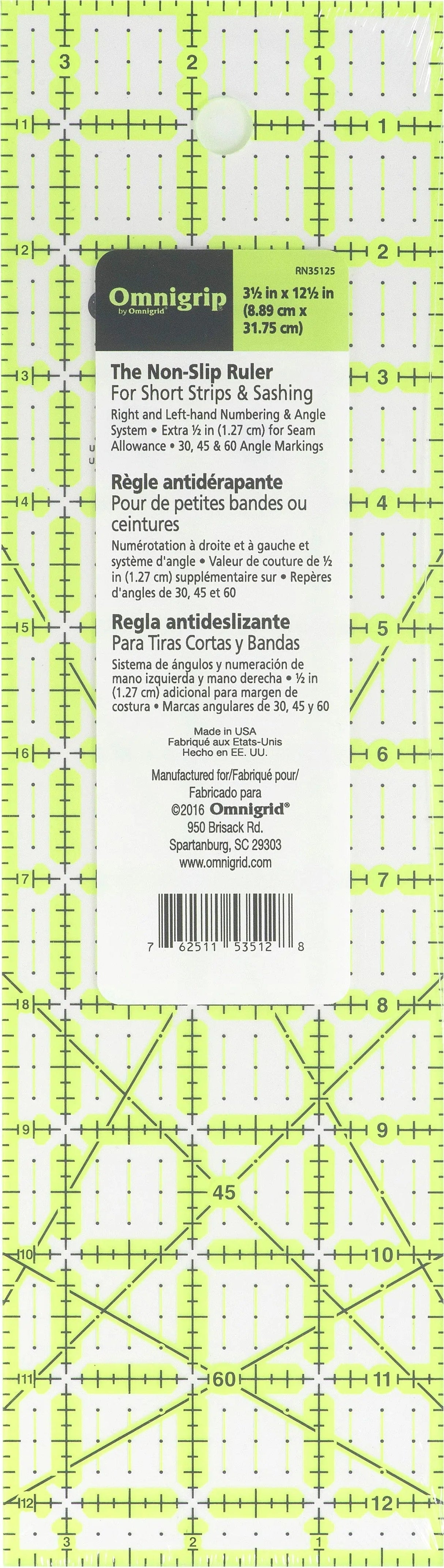 Acrylic Quilting Ruler 3.5in x 12.5in Clear