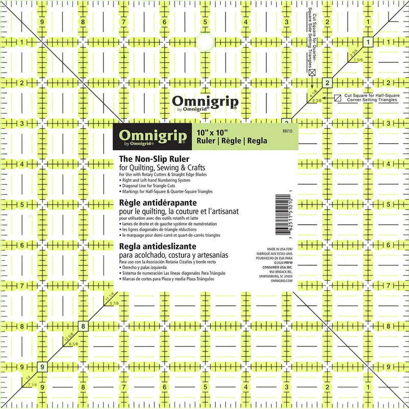 Acrylic Quilting Ruler 10in Square Clear