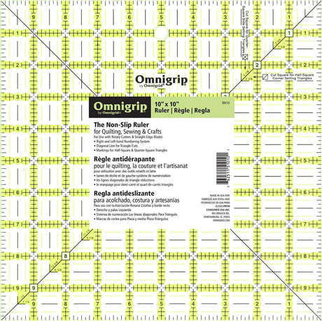 Acrylic Quilting Ruler 10in Square Clear