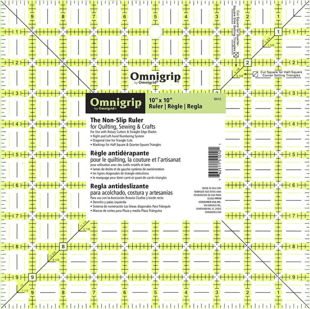 Acrylic Quilting Ruler 10in Square Clear