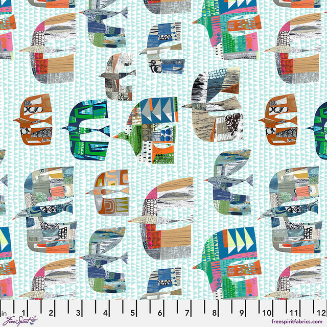 Cotton Print On the Wing Turquoise 44/45" Fabric