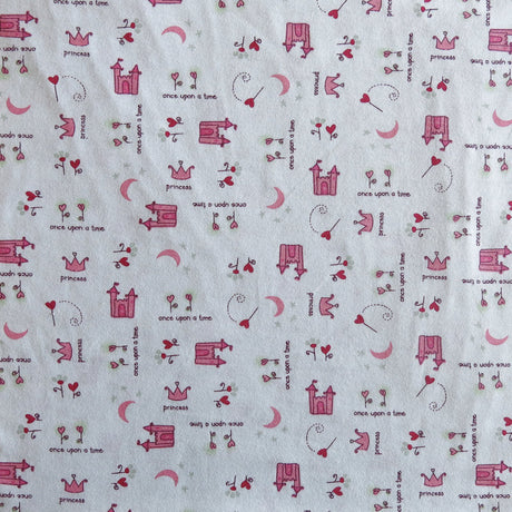 Poly Cotton Jersey Knit Fabric Once Upon a Time Print