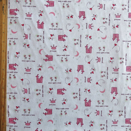 Poly Cotton Jersey Knit Fabric Once Upon a Time Print
