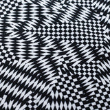 Optic Mix Polyester Spandex Fabric - Black/White Abstract Print, 58/60" Width (1 Yard)