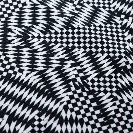 Optic Mix Polyester Spandex Fabric - Black/White Abstract Print, 58/60" Width (1 Yard)