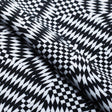 Optic Mix Polyester Spandex Fabric - Black/White Abstract Print, 58/60" Width (1 Yard)