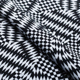 Optic Mix Polyester Spandex Fabric - Black/White Abstract Print, 58/60" Width (1 Yard)