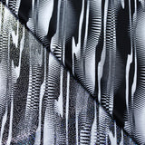 Optic Wave Polyester Spandex Fabric - Black/White Marble, 58/60" Width (1 Yard)