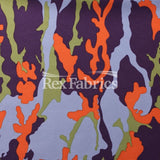 Conflict Camo Polyester Spandex Fabric - Purple/Grey/Blue/Green Camo Print, 58/60" Width, 4-Way Stretch (1 Yard)