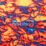 Infrared Poly Spandex Fabric - Blue Lime, Orange Turquoise, Marble Print, 58/60" Width (1 Yard)