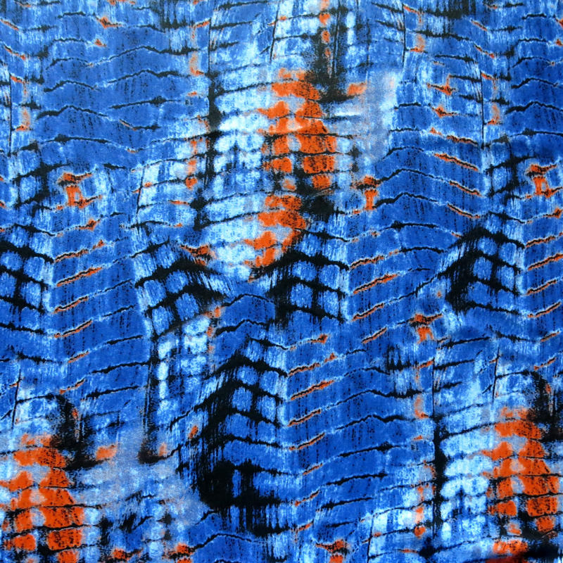 Swim Knit Poly Spandex Orange Blue Gator Print