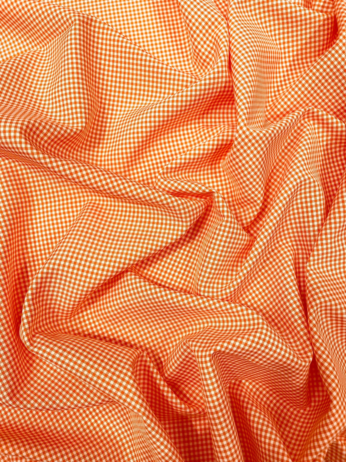 Gingham 1/8 Squares Polyester Poplin Fabric - Checkered Gingham, 60" Width (1 Yard)