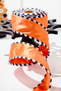 2.5" x 10 Yard Orange Satin with Black & White Piping Ribbon