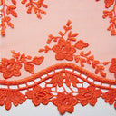 1 yarda de tela de encaje bordado elegante con diseño floral delicado, ancho 52"