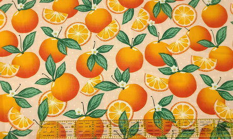 Quilting Cotton Orange Fruit Fabric Oranges on Polka Dot