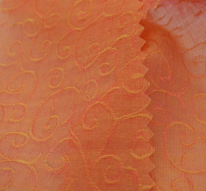 Organza Jacquard WG05016 Swirl Peach Polyester Fabric - Swirl Peach, 57/58" Width (1 Yard)