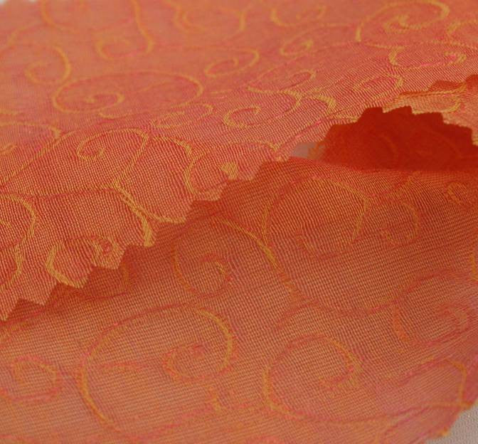 Organza Jacquard WG05016 Swirl Peach Polyester Fabric - Swirl Peach, 57/58" Width (1 Yard)