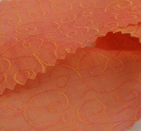 Organza Jacquard WG05016 Swirl Peach Polyester Fabric - Swirl Peach, 57/58" Width (1 Yard)