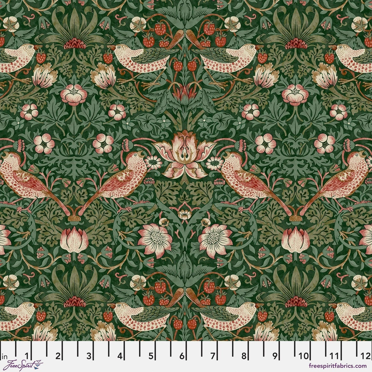 Quilting Cotton Original Morris Strawberry Thief Green