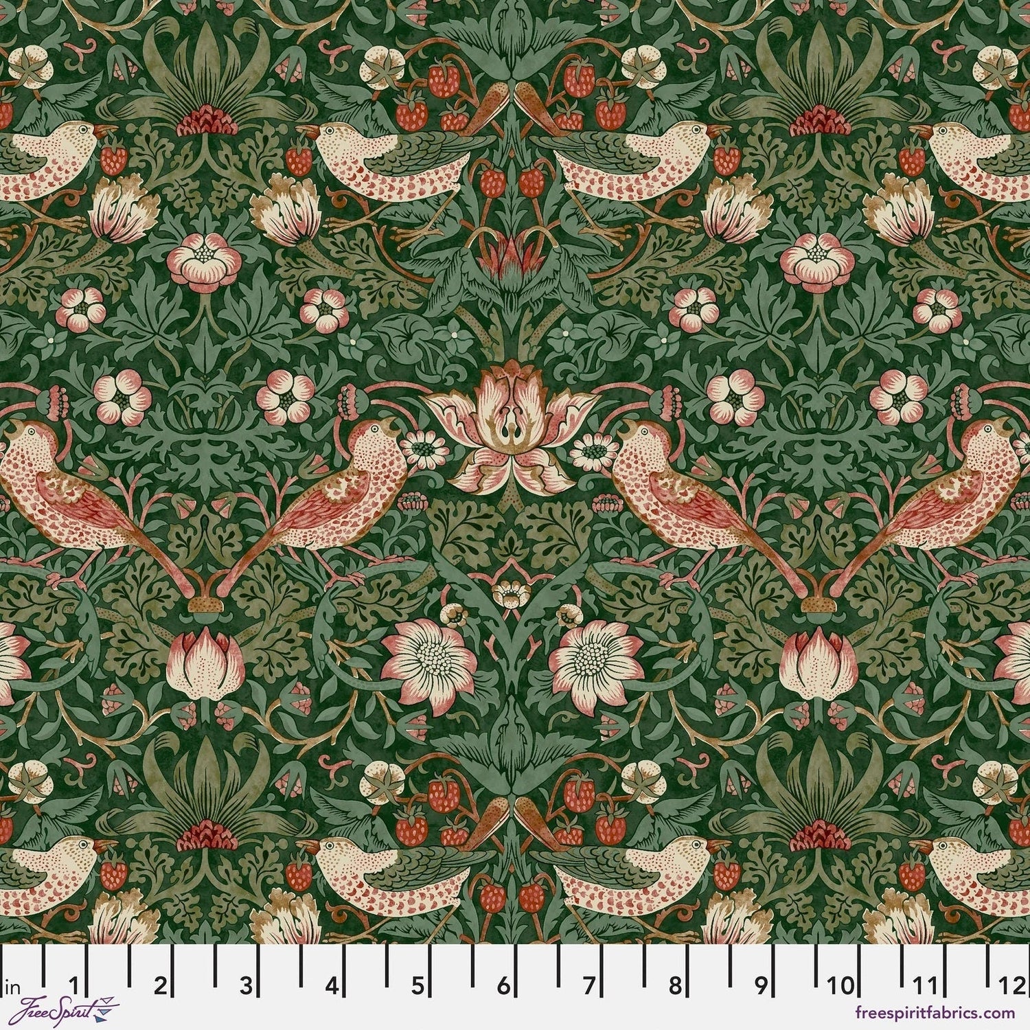 Quilting Cotton Original Morris Strawberry Thief Green