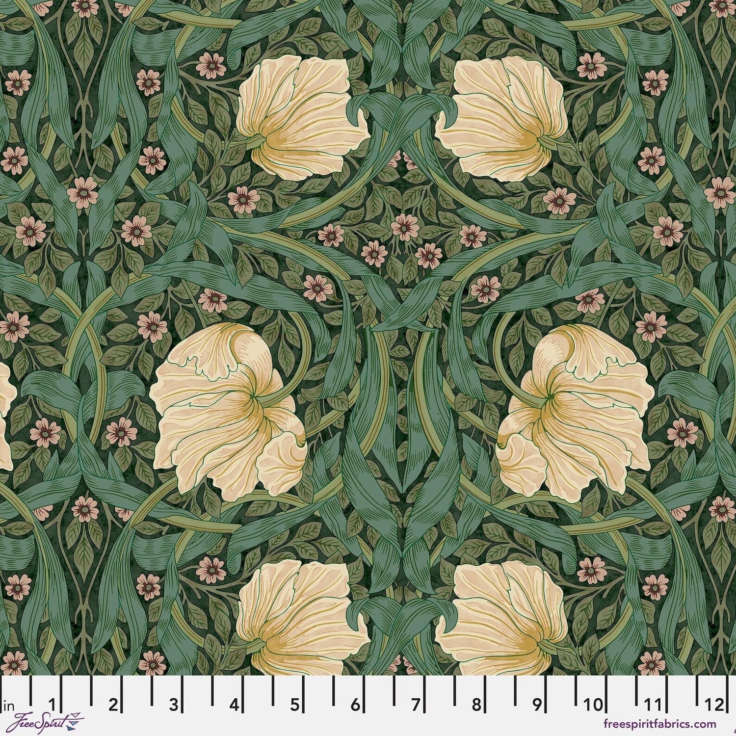 Quilting Cotton Original Morris & Co Small Pimpernel Green