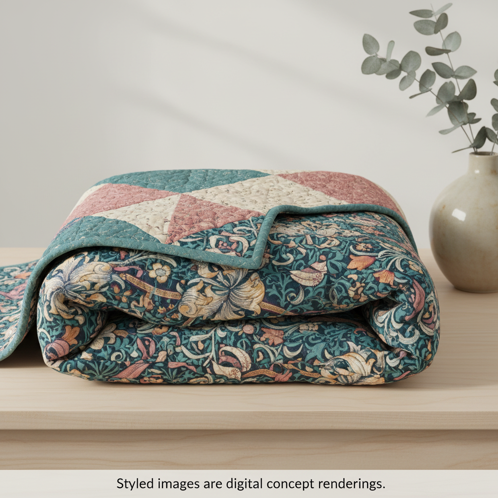 Wide Quilt Backing Golden Lily Teal 108" William Morris