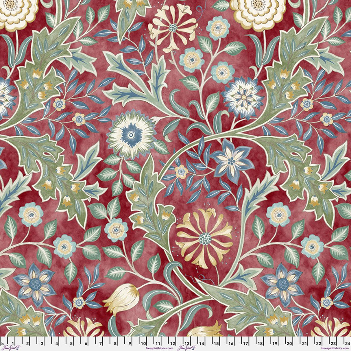 Wide Quilt Backing Wilhelmina Crimson 108" Original Morris & Co.