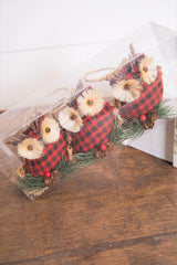 4” Holiday Plaid Owl Ornaments - Set of 3