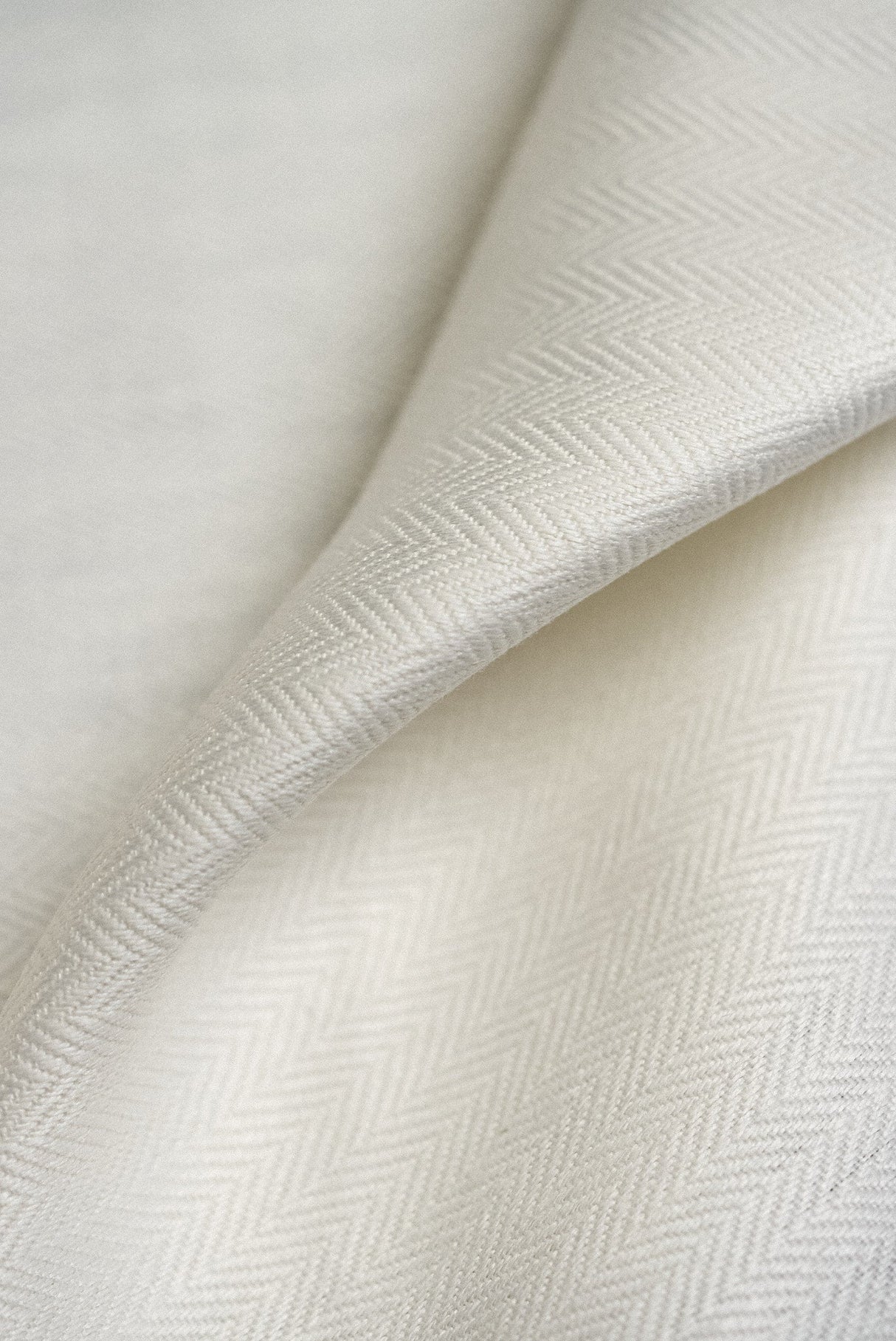 Linen Herringbone Fabric Ivory