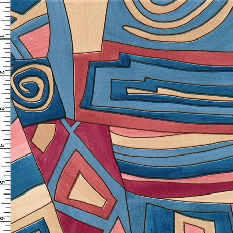 Printed Spandex Retro Abstract Wave