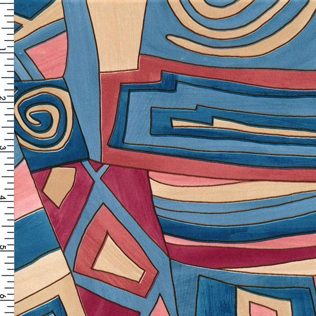 Printed Spandex Retro Abstract Wave