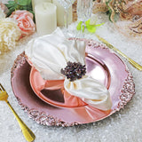 Acrylic Charger Plate 13" Rose Pink Embossed Baroque