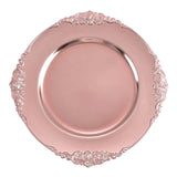Acrylic Charger Plate 13" Rose Pink Embossed Baroque