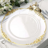 Acrylic Charger Plate 13" Clear Gold Embossed Baroque