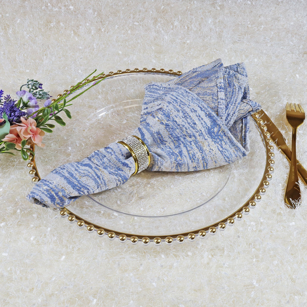 Clear Acrylic Charger Plate With Extra Gold Beaded Rim 13"